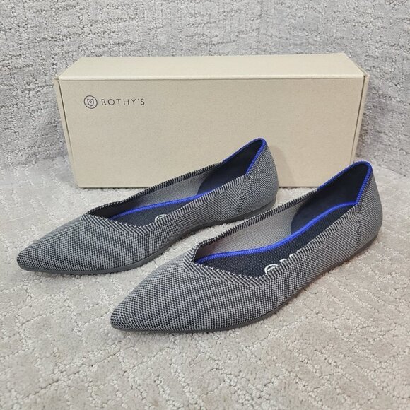 Rothys The Point Cloud Grey Pointed Toe Slip on Flat Shoes Multiple Sizes - Picture 10 of 12